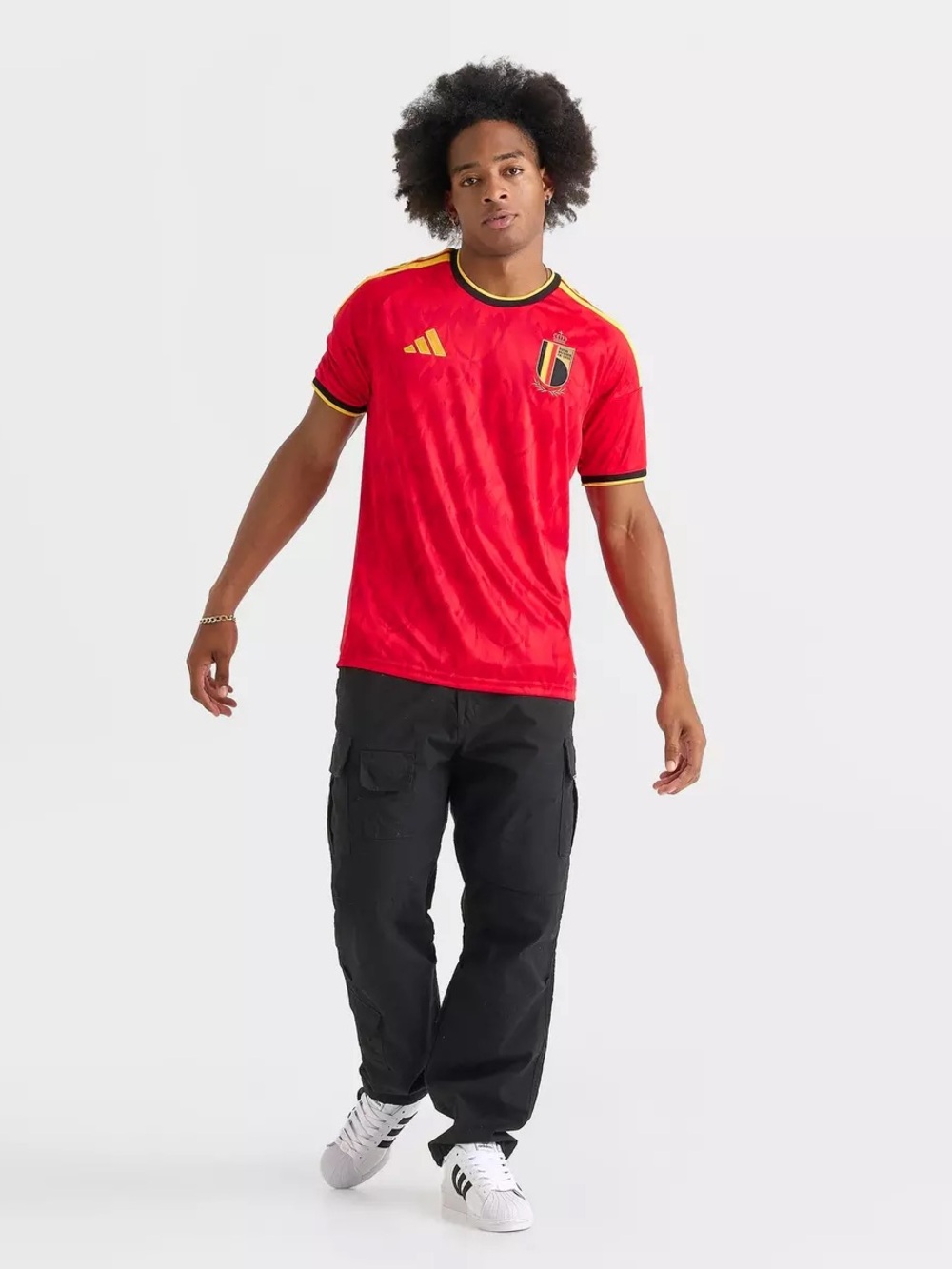adidas Red Belgium National soccer Team Jersey with Black & Gold Trim